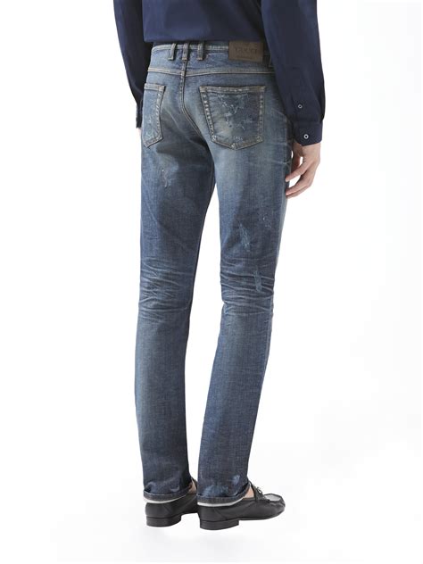 gucci blue jeans men|gucci men's skinny jeans.